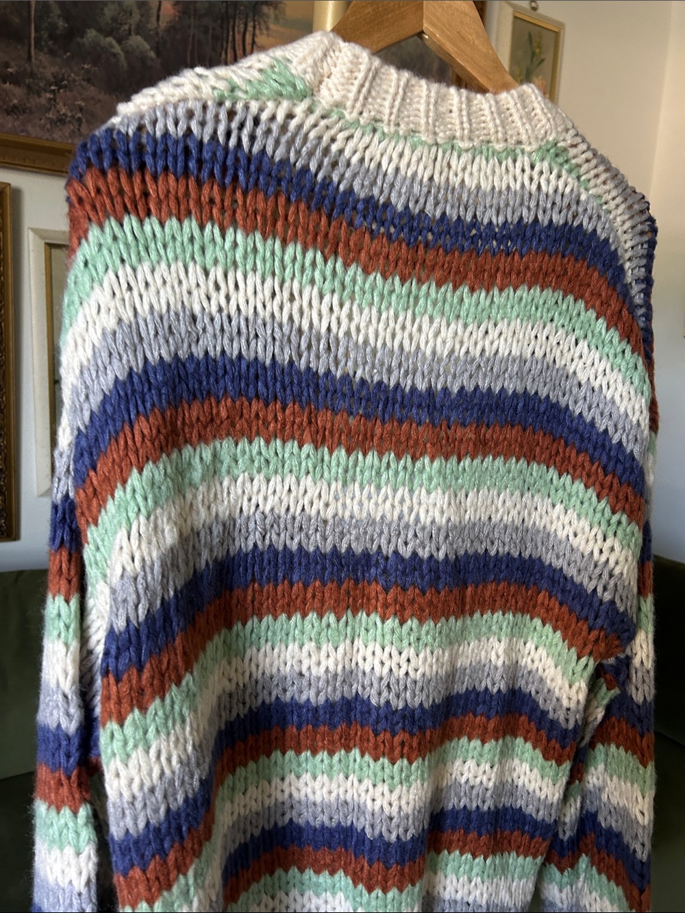 NWT Striped Open-Front Chunky Knit Cardigan Sweater - Multicolor - Picture 5 of 5